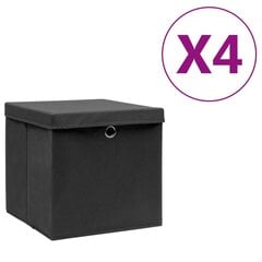 vidaXL Säilytyslaatikot kansilla 4 kpl 28x28x28 cm musta hinta ja tiedot | Säilytyslaatikot ja -korit | hobbyhall.fi