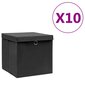 vidaXL Säilytyslaatikot kansilla 10 kpl 28x28x28 cm musta hinta ja tiedot | Säilytyslaatikot ja -korit | hobbyhall.fi