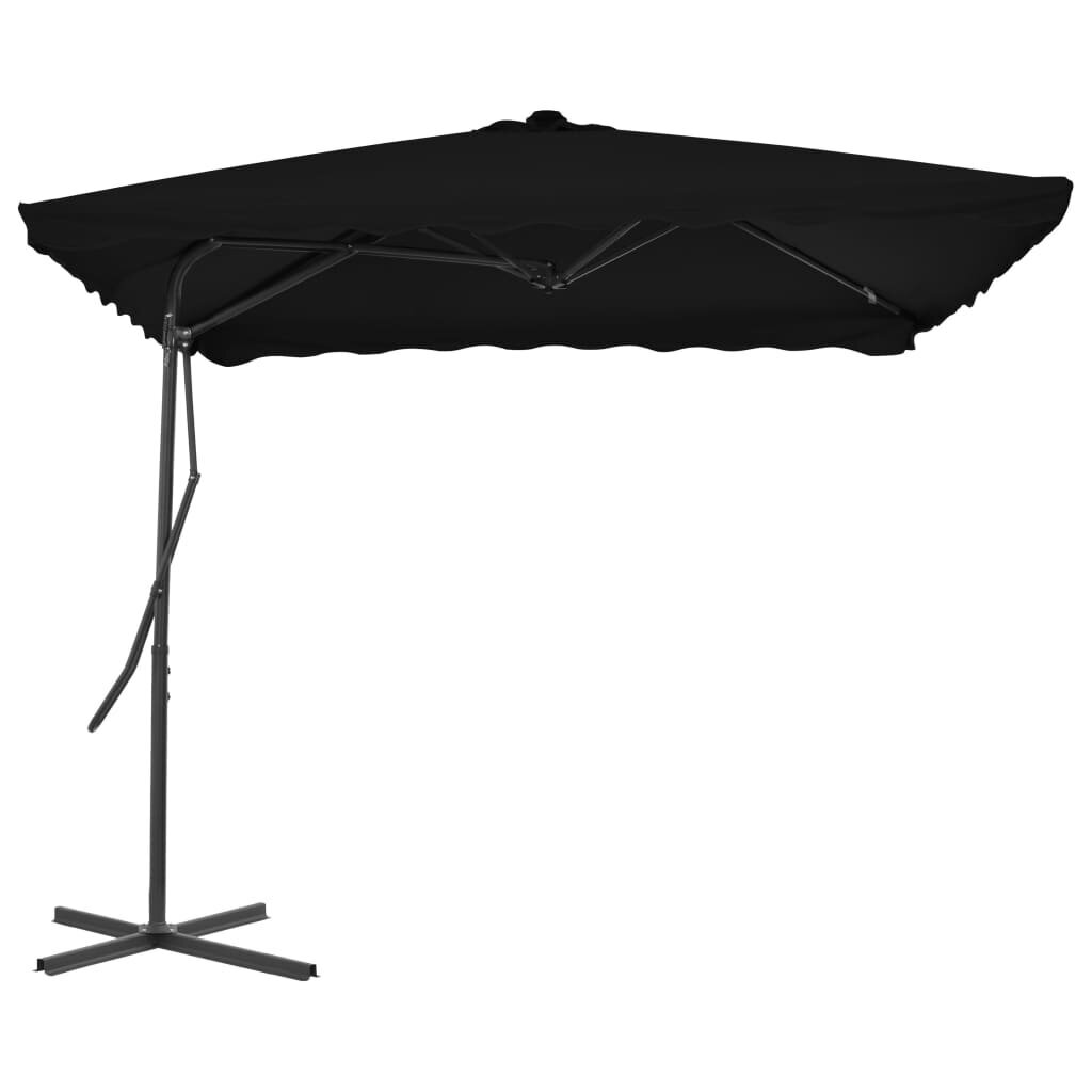 vidaXL Aurinkovarjo terästangolla musta 250x250x230 cm hinta ja tiedot | Aurinkovarjot ja markiisit | hobbyhall.fi