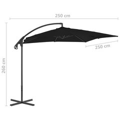 vidaXL Riippuva aurinkovarjo teräspylväällä 250x250 cm musta hinta ja tiedot | Aurinkovarjot ja markiisit | hobbyhall.fi
