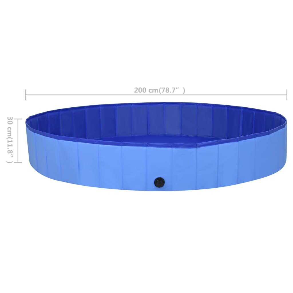 vidaXL Kokoontaitettava koiran uima-allas sininen 200x30 cm PVC hinta ja tiedot | Eläinten hoitotuotteet | hobbyhall.fi