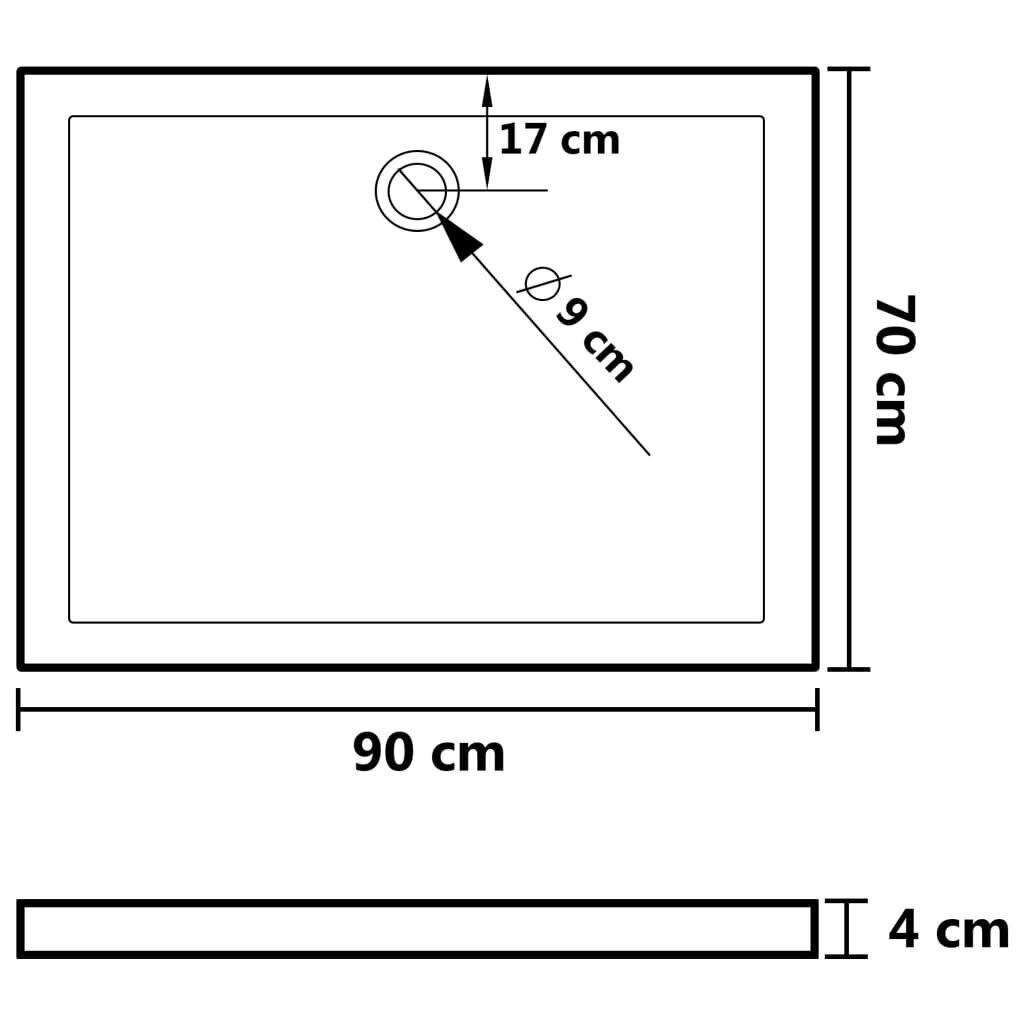 vidaXL Suihkualusta valkoinen 90x70x4 cm ABS hinta ja tiedot | Suihkualtaat | hobbyhall.fi