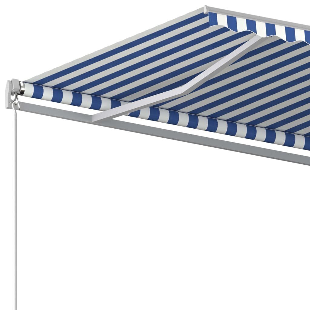 vidaXL Manuaalisesti sisäänkelattava markiisi 400x350 cm sinivalkoinen hinta ja tiedot | Aurinkovarjot ja markiisit | hobbyhall.fi