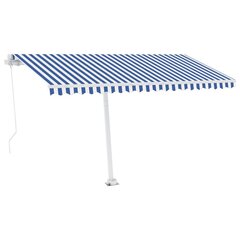 vidaXL Vapaasti seisova sisäänkelattava markiisi 400x350 cm sin./valk. hinta ja tiedot | Aurinkovarjot ja markiisit | hobbyhall.fi