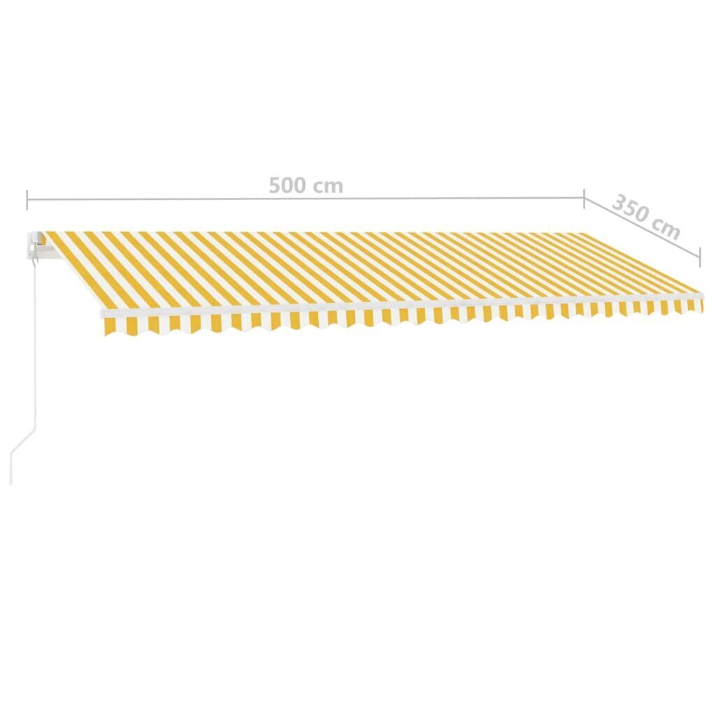 vidaXL Vapaasti seisova sisäänkelattava markiisi 500x350 cm kel./valk. hinta ja tiedot | Aurinkovarjot ja markiisit | hobbyhall.fi