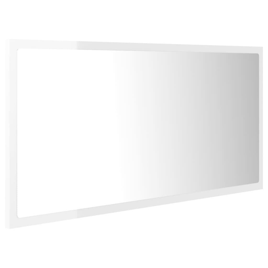 vidaXL LED-kylpyhuonepeili korkeakiilto valkoinen 90x8,5x37 cm akryyli hinta ja tiedot | Kylpyhuonepeilit | hobbyhall.fi