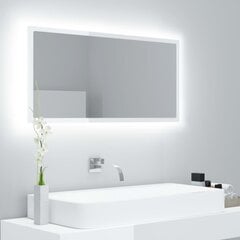 vidaXL LED-kylpyhuonepeili korkeakiilto valkoinen 90x8,5x37 cm akryyli hinta ja tiedot | Kylpyhuonepeilit | hobbyhall.fi