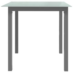 vidaXL Puutarhapöytä vaaleanharmaa 80x80x74 cm alumiini ja lasi hinta ja tiedot | Puutarhapöydät | hobbyhall.fi