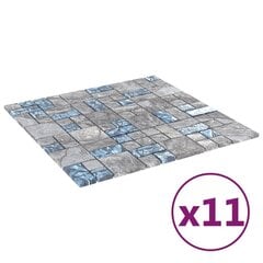 vidaXL Mosaiikkilaatat 11 kpl siniharmaa 30x30 cm lasi hinta ja tiedot | Seinälaatat | hobbyhall.fi