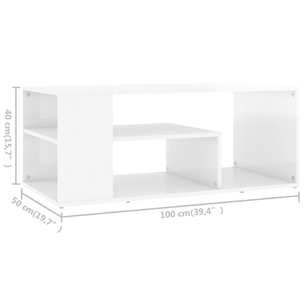 vidaXL Sohvapöytä korkeakiilto valkoinen 100x50x40 cm lastulevy hinta ja tiedot | Sohvapöydät | hobbyhall.fi