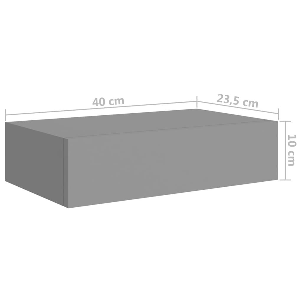 vidaXL Seinälaatikkohyllyt 2 kpl harmaa 40x23,5x10 cm MDF hinta ja tiedot | Hyllyt | hobbyhall.fi