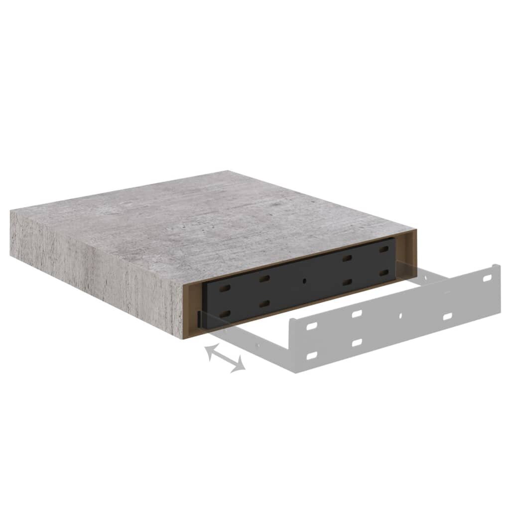 vidaXL Kelluvat seinähyllyt 4 kpl betoninharmaa 23x23,5x3,8 cm MDF hinta ja tiedot | Hyllyt | hobbyhall.fi