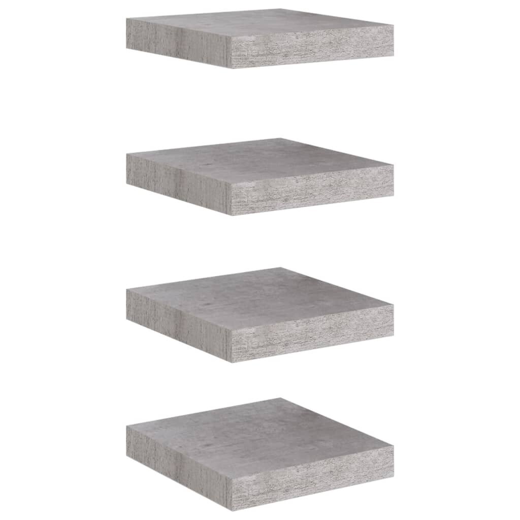 vidaXL Kelluvat seinähyllyt 4 kpl betoninharmaa 23x23,5x3,8 cm MDF hinta ja tiedot | Hyllyt | hobbyhall.fi