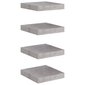 vidaXL Kelluvat seinähyllyt 4 kpl betoninharmaa 23x23,5x3,8 cm MDF hinta ja tiedot | Hyllyt | hobbyhall.fi