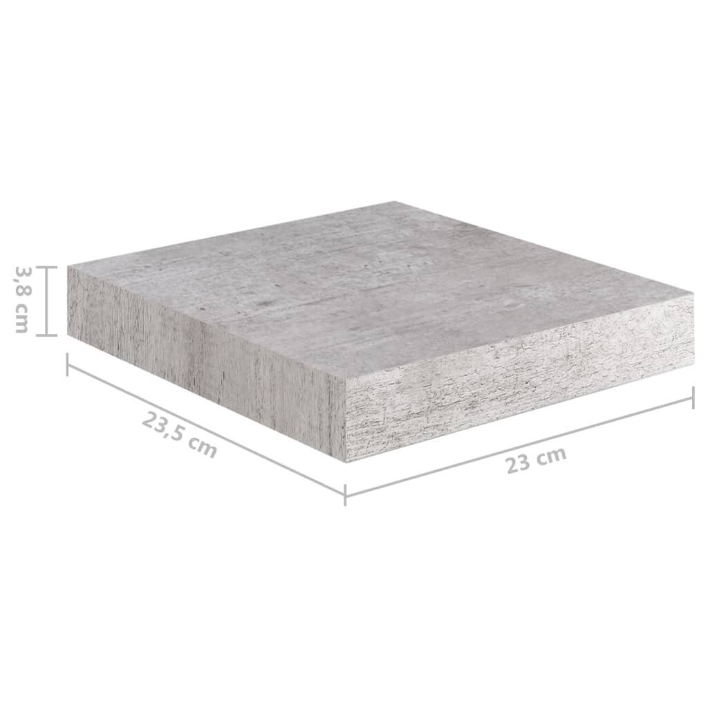 vidaXL Kelluvat seinähyllyt 4 kpl betoninharmaa 23x23,5x3,8 cm MDF hinta ja tiedot | Hyllyt | hobbyhall.fi