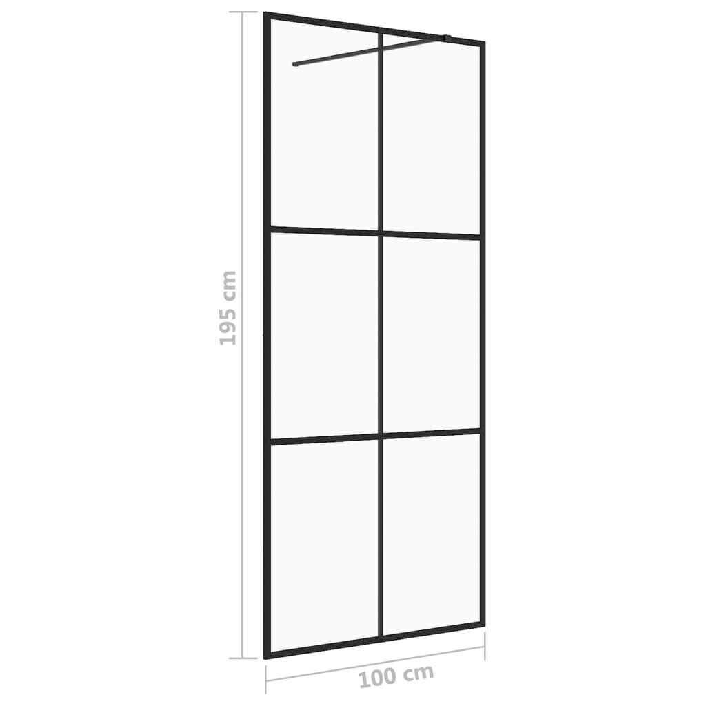 vidaXL Walk-in suihkun seinäke kirkas ESG-lasi 100x195 cm musta hinta ja tiedot | Suihkuseinät ja -ovet | hobbyhall.fi