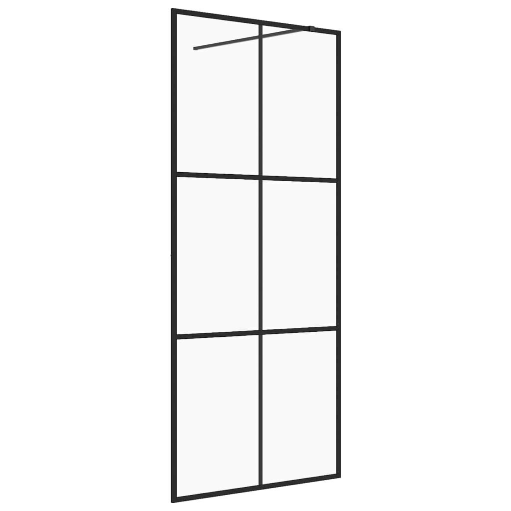 vidaXL Walk-in suihkun seinäke kirkas ESG-lasi 100x195 cm musta hinta ja tiedot | Suihkuseinät ja -ovet | hobbyhall.fi