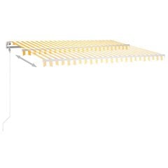 vidaXL Manuaalisesti kelattava markiisi LED-valot 4,5x3 m keltavalk. hinta ja tiedot | Aurinkovarjot ja markiisit | hobbyhall.fi