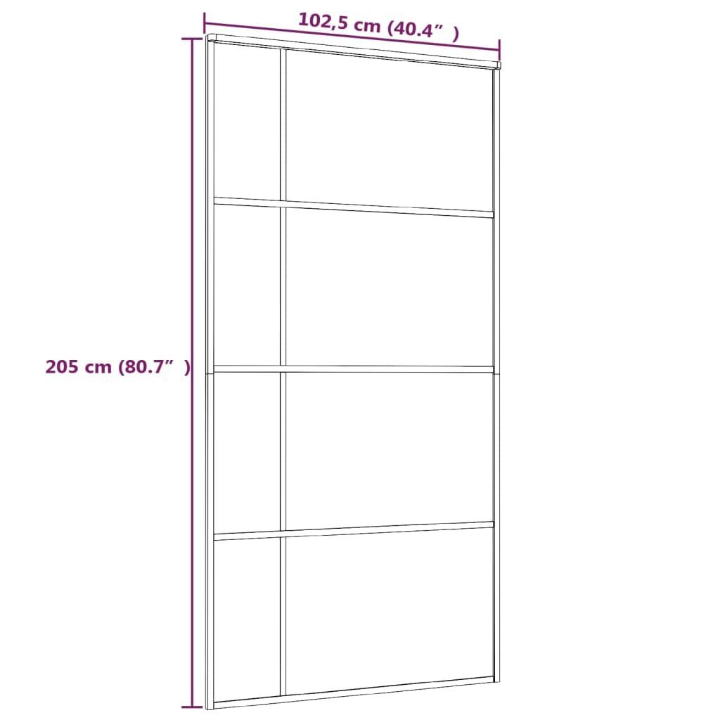 vidaXL Liukuovi ESG-huurrelasi ja alumiini 102,5x205 cm musta hinta ja tiedot | Sisäovet | hobbyhall.fi