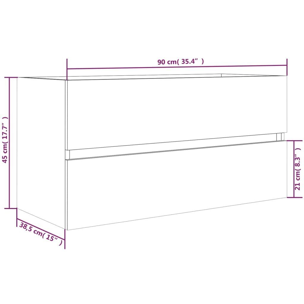 vidaXL Allaskaappi savutammi 90x38,5x45 cm tekninen puu hinta ja tiedot | Kylpyhuonekaapit | hobbyhall.fi