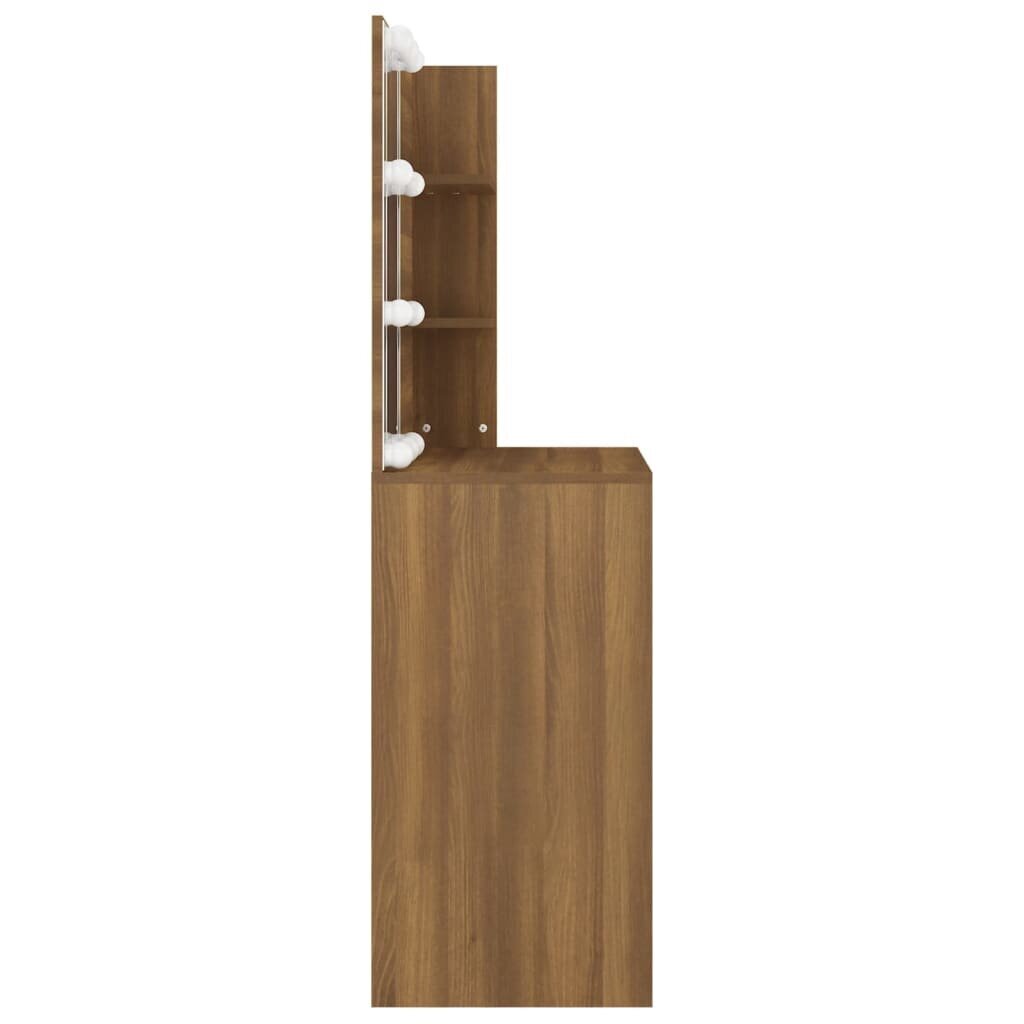 vidaXL Peilipöytä LED-valoilla ruskea tammi 74,5x40x141 cm hinta ja tiedot | Peilipöydät | hobbyhall.fi
