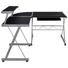 vidaXL Kulmatietokonepöytä musta 132x112x99 cm tekninen puu hinta ja tiedot | Tietokonepöydät ja työpöydät | hobbyhall.fi