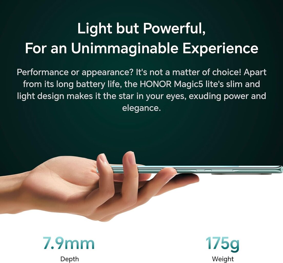 Honor Magic5 Lite 5G DS 8/256gb Black hinta ja tiedot | Matkapuhelimet | hobbyhall.fi