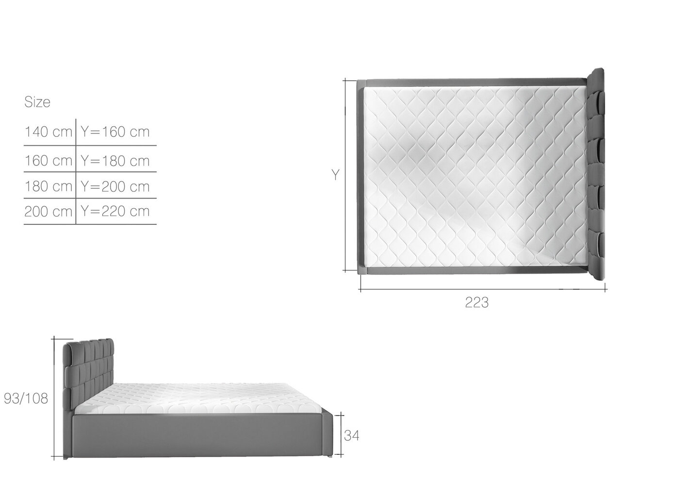 Sänky Grand MTP, 140 x 200 cm, valkoinen hinta ja tiedot | Sängyt | hobbyhall.fi