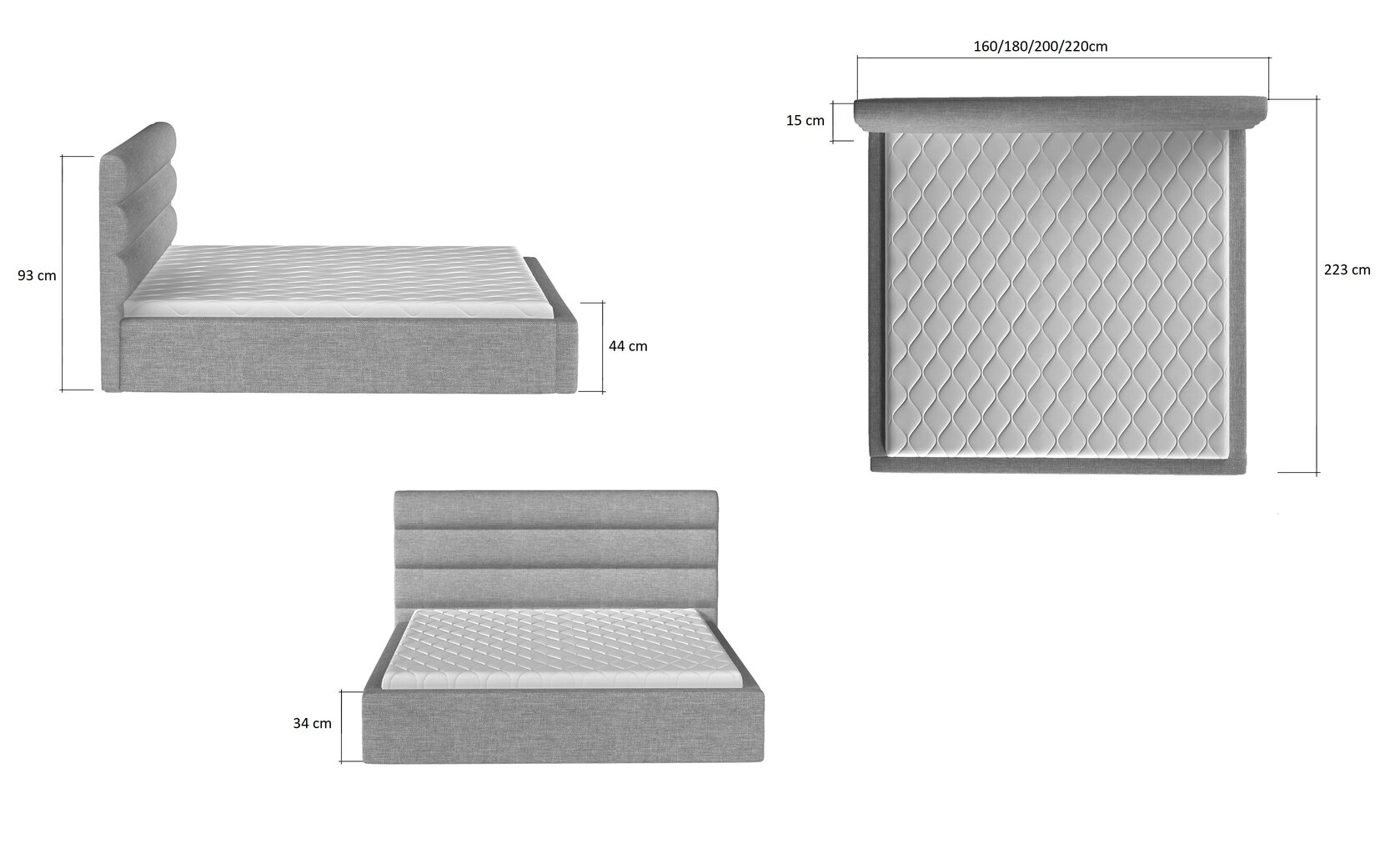 Sänky NORE Caramel 10, 200x200 cm, vaaleanharmaa hinta ja tiedot | Sängyt | hobbyhall.fi