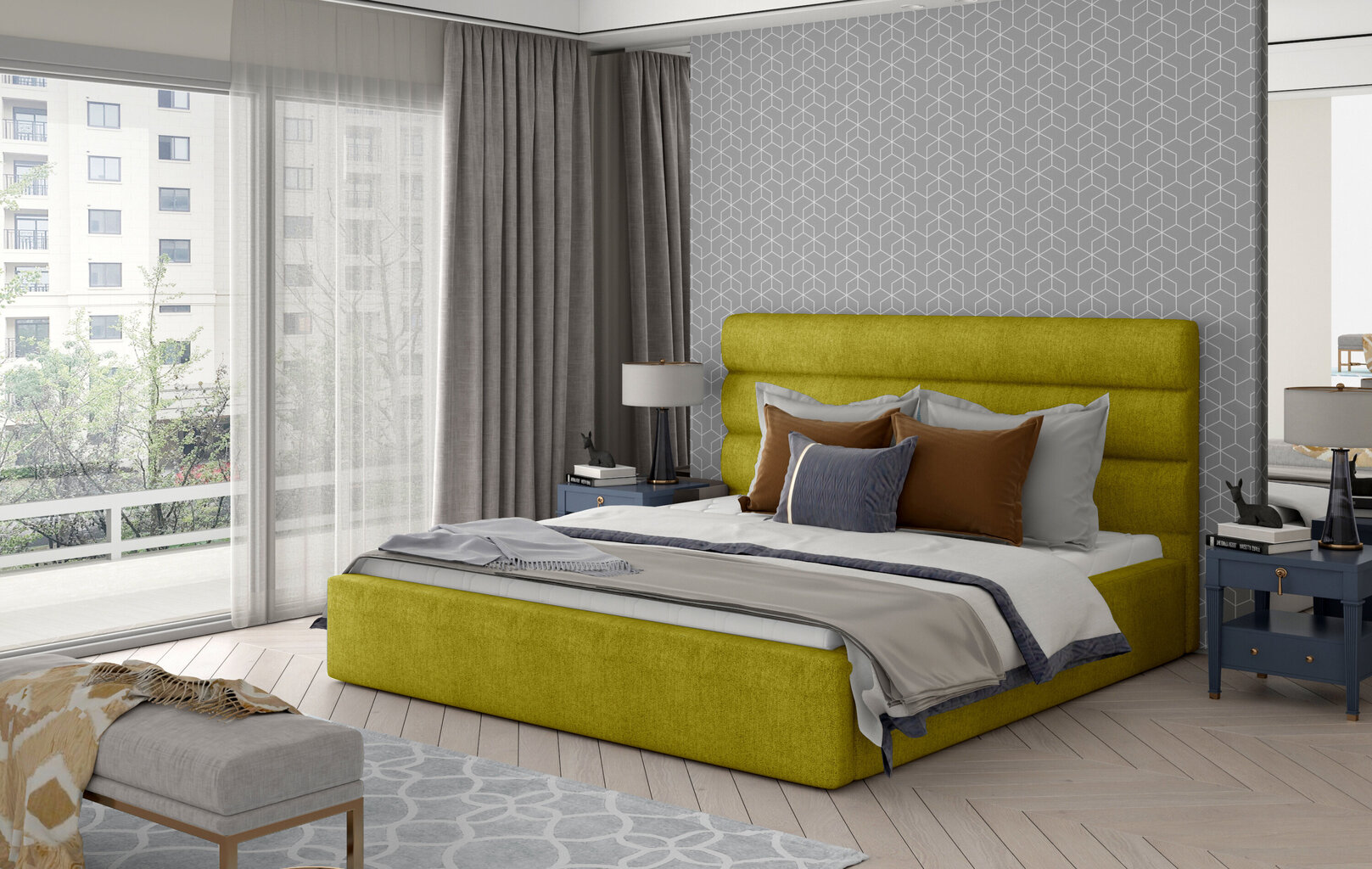 Sänky NORE Caramel 14, 160x200cm, keltainen hinta ja tiedot | Sängyt | hobbyhall.fi