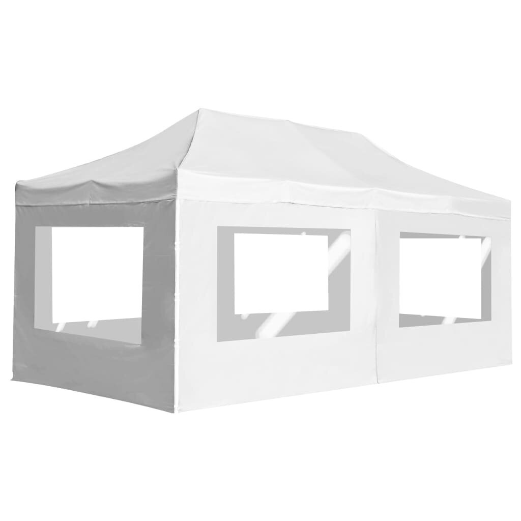 vidaXL Kokoontaittuva juhlateltta seinillä alumiini 6x3 m valkoinen hinta ja tiedot | Puutarhapaviljongit | hobbyhall.fi