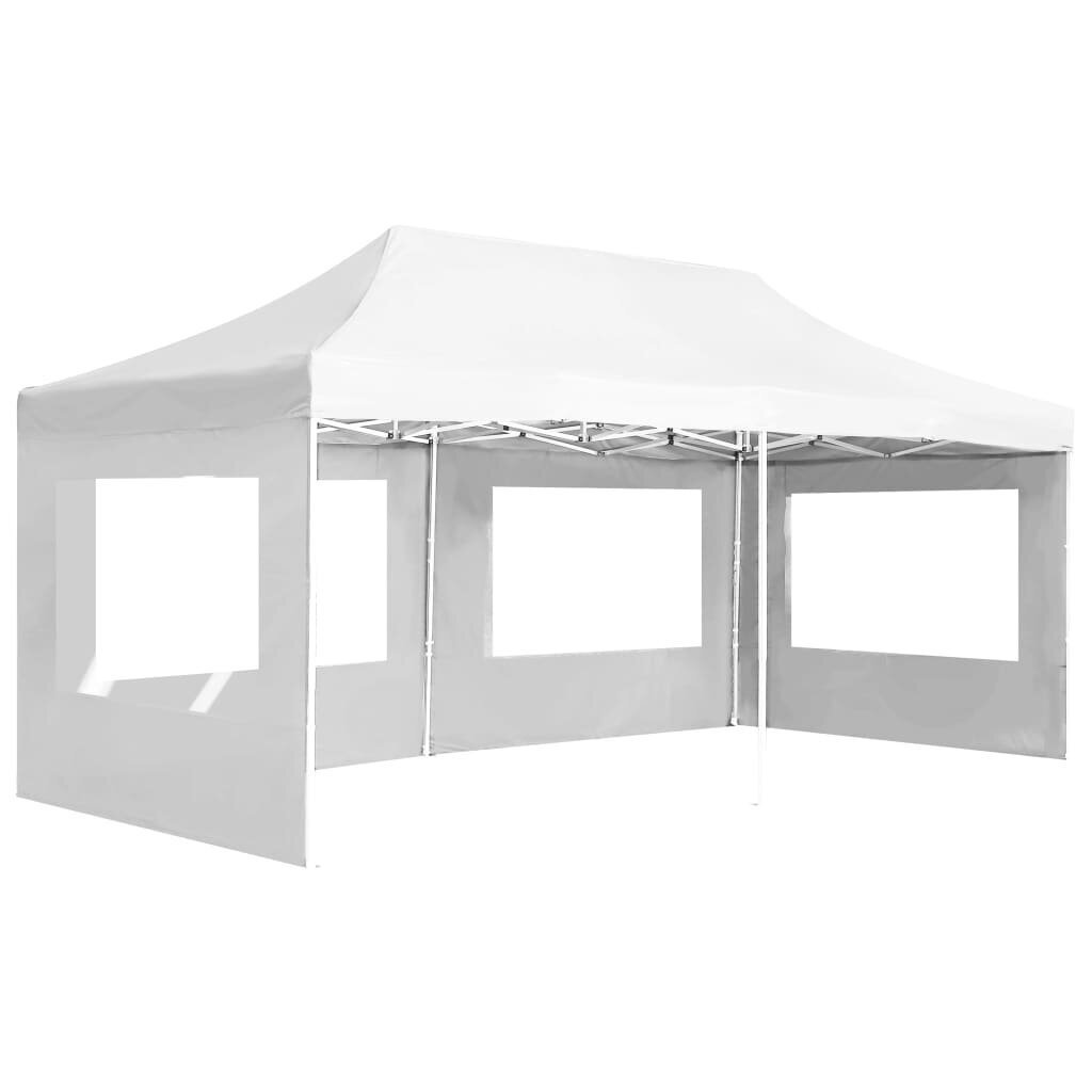 vidaXL Kokoontaittuva juhlateltta seinillä alumiini 6x3 m valkoinen hinta ja tiedot | Puutarhapaviljongit | hobbyhall.fi