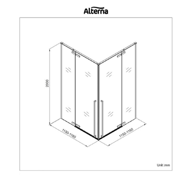 Alterna suihkukaappi 120x120 cm harmaa hinta ja tiedot | Suihkukaapit ja suihkunurkat | hobbyhall.fi