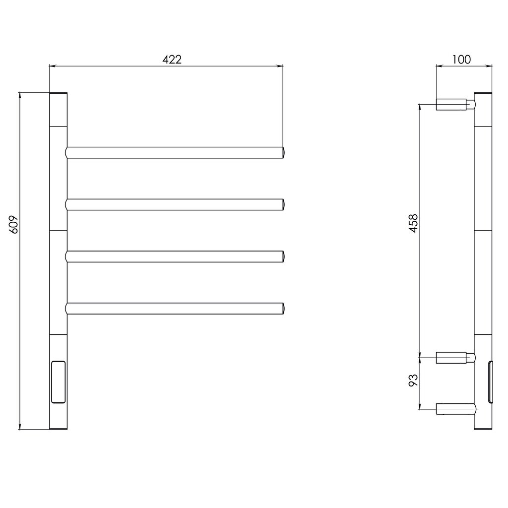 Sähkökäyttöinen pyyhekuivain Telvel Ti F4 Grey, 43х60 cm, 65 W hinta ja tiedot | Kylpyhuoneen patterit ja pyyhekuivaimet | hobbyhall.fi