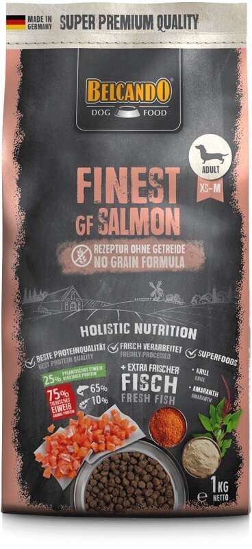 Belcando Finest GF Salmon pienille ja keskikokoisille aikuisille koirille 1 kg hinta ja tiedot | Koiran kuivaruoka | hobbyhall.fi