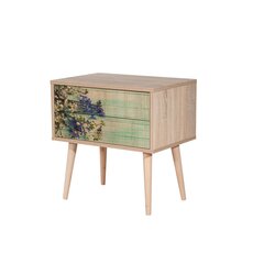 Yöpöytä Kalune Design 863 (VIII), 61 cm, tammi/vihreä hinta ja tiedot | Yöpöydät | hobbyhall.fi