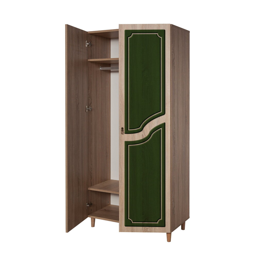 Vaatekaappi Kalune Design Wardrobe 869 (I), 90 cm, tammi/tummanvihreä hinta ja tiedot | Kaapit | hobbyhall.fi