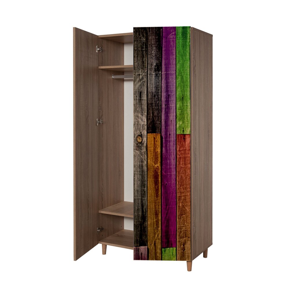 Vaatekaappi Kalune Design Wardrobe 863 (I), 90 cm, tammi/monivärinen hinta ja tiedot | Kaapit | hobbyhall.fi