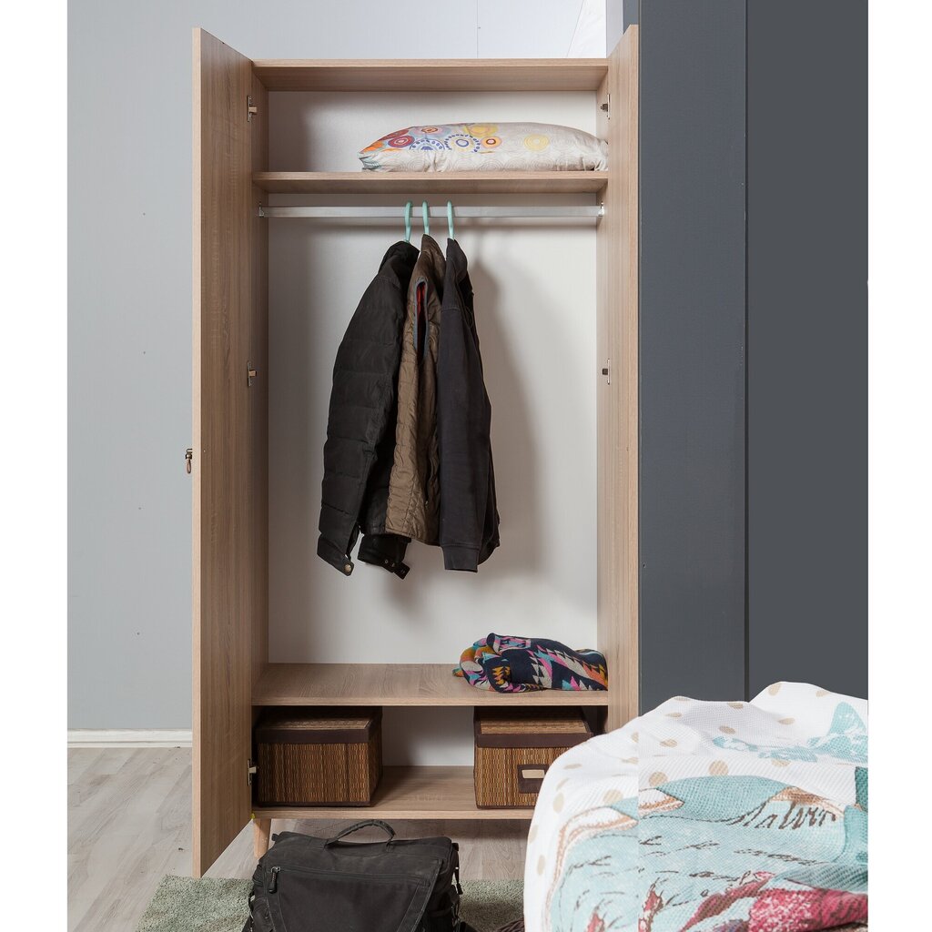 Vaatekaappi Kalune Design Wardrobe 863 (I), 90 cm, tammi/tummanvihreä hinta ja tiedot | Kaapit | hobbyhall.fi