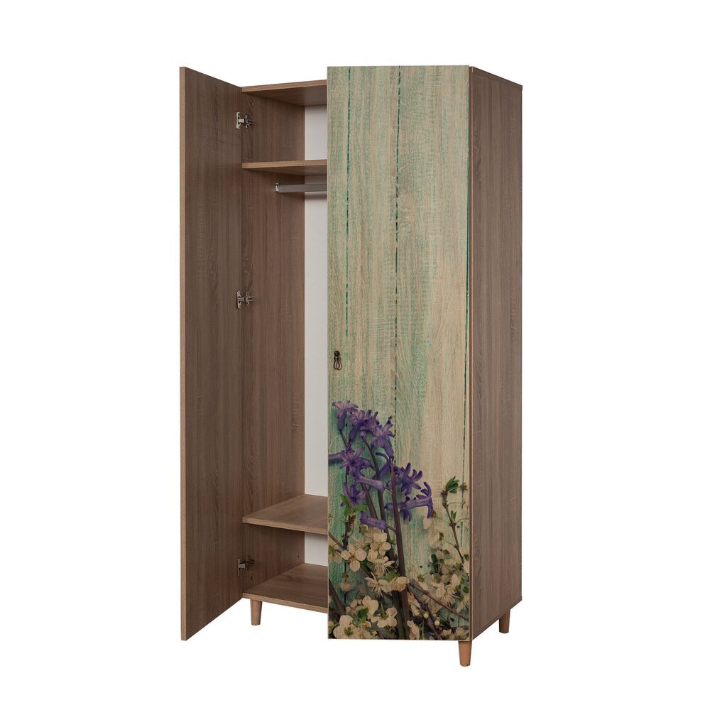 Vaatekaappi Kalune Design Wardrobe 863 (I), 90 cm, tammi/tummanvihreä hinta ja tiedot | Kaapit | hobbyhall.fi