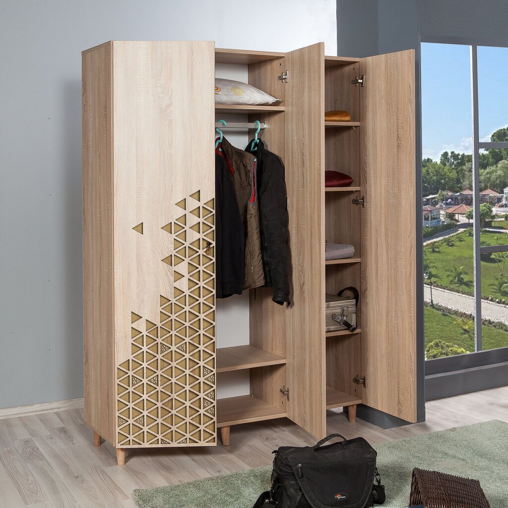 Vaatekaappi Kalune Design Wardrobe 863 (VI), 135 cm, tammi/keltainen hinta ja tiedot | Kaapit | hobbyhall.fi