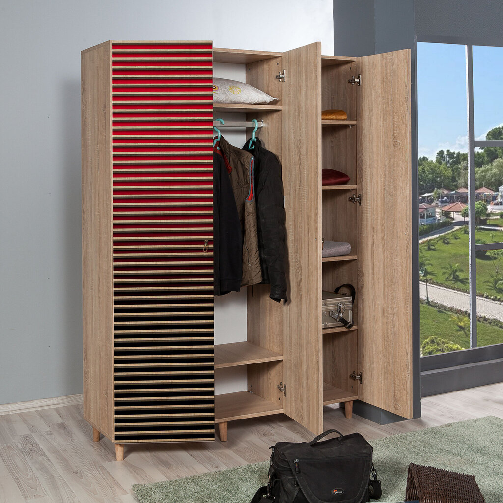 Vaatekaappi Kalune Design Wardrobe 863 (IV), 135 cm, punainen hinta ja tiedot | Kaapit | hobbyhall.fi