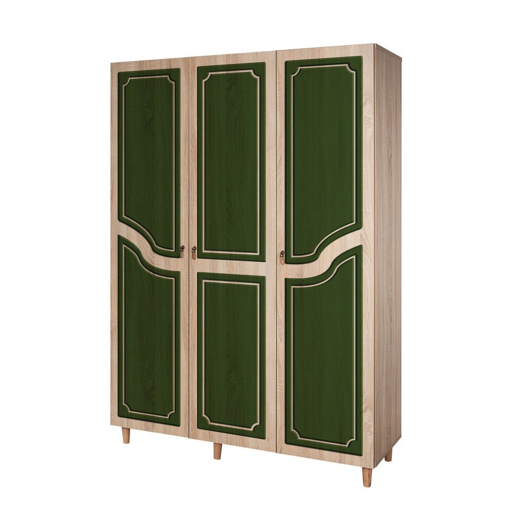 Vaatekaappi Kalune Design Wardrobe 863 (I), 135 cm, tammi/tummanvihreä hinta ja tiedot | Kaapit | hobbyhall.fi