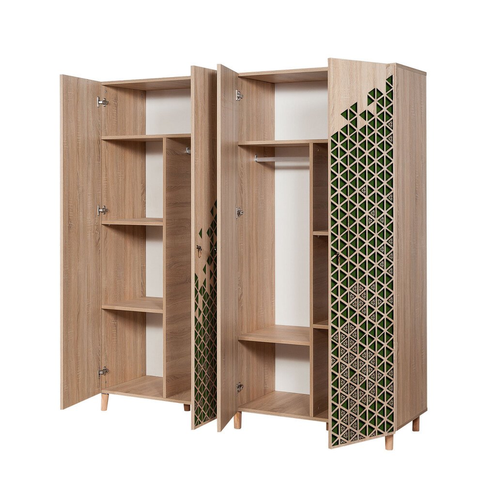 Vaatekaappi Kalune Design Wardrobe 863 (II), 180 cm, tammi/vihreä hinta ja tiedot | Kaapit | hobbyhall.fi