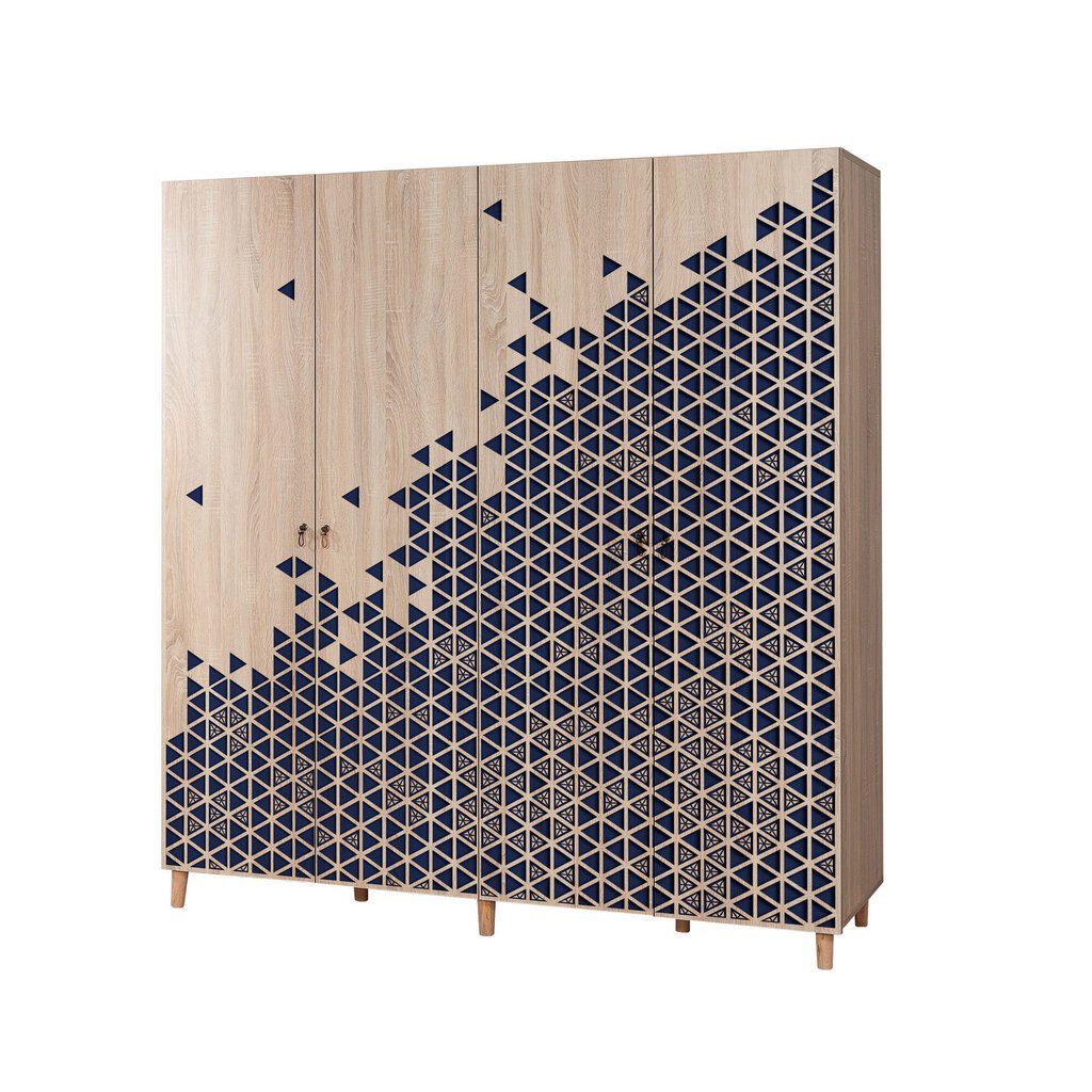 Vaatekaappi Kalune Design Wardrobe 863 (II), 180 cm, tammi/sininen hinta ja tiedot | Kaapit | hobbyhall.fi