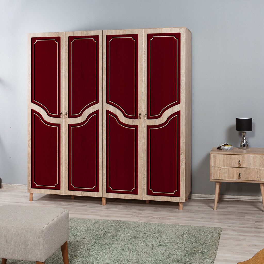 Vaatekaappi Kalune Design Wardrobe 863 (II), 180 cm, tammi/punainen hinta ja tiedot | Kaapit | hobbyhall.fi