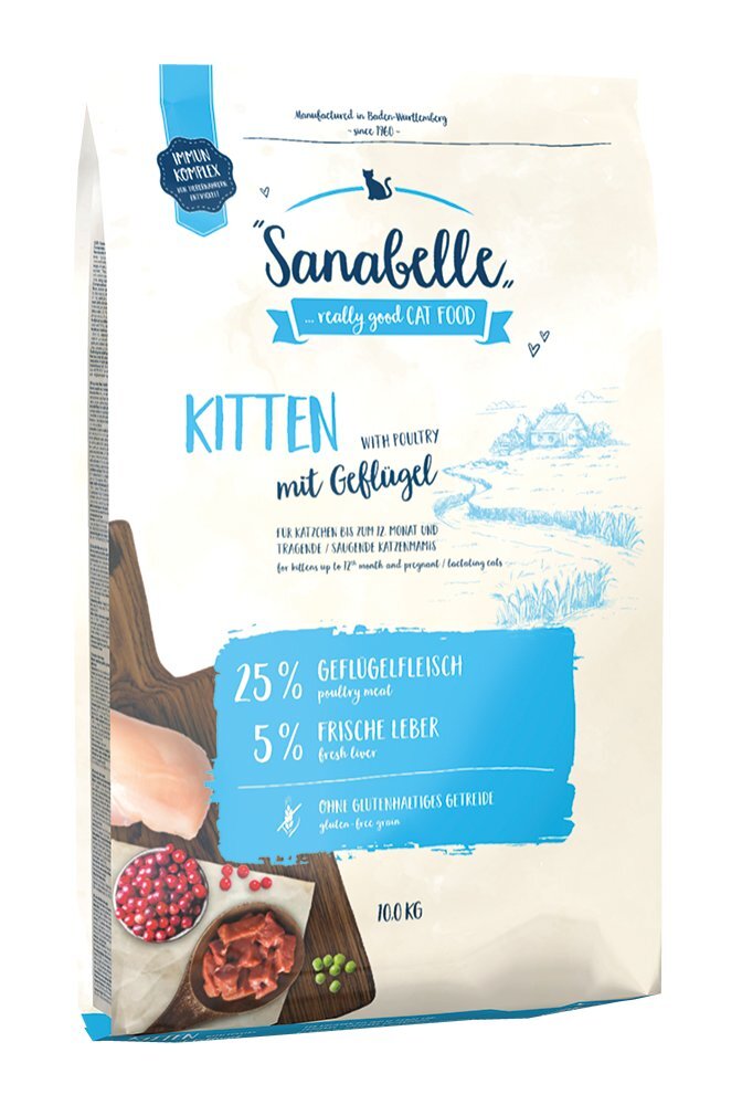 Sanabelle Kitten 10kg + ruokasäiliö hinta ja tiedot | Kissan kuivaruoka | hobbyhall.fi