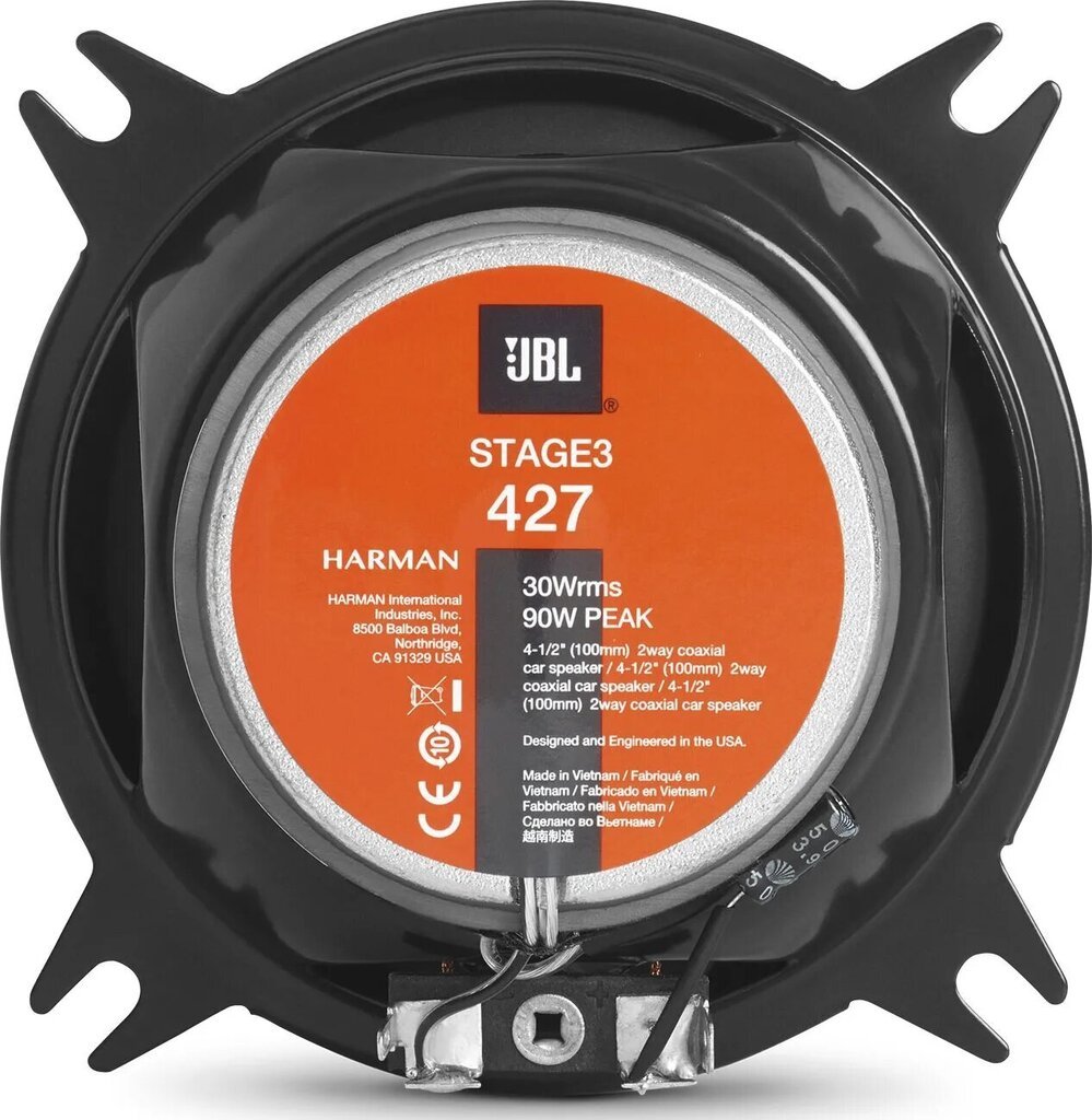 JBL Stage3 427 10 cm 2-tie koaksiaaliset auton kaiuttimet hinta ja tiedot | Autokaiuttimet | hobbyhall.fi