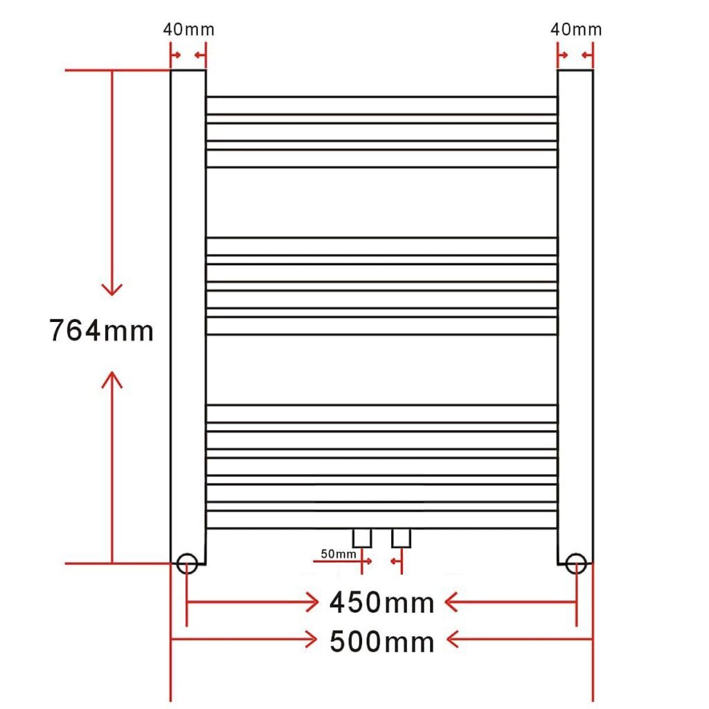 Kylpyhuoneen Keskuslämmitys Pyyheteline Suora 500 x 764 mm hinta ja tiedot | Kylpyhuoneen patterit ja pyyhekuivaimet | hobbyhall.fi