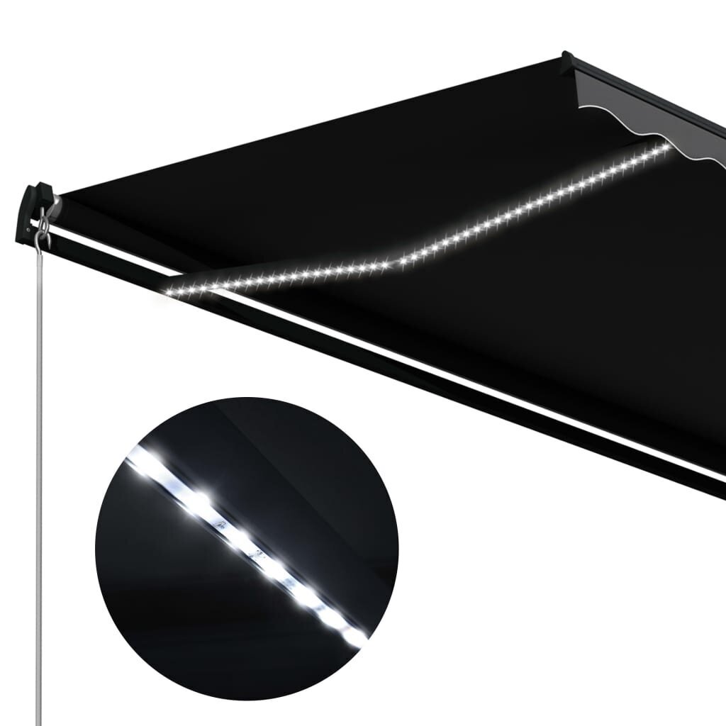 vidaXL Manuaalisesti kelattava markiisi LEDillä 350x250 cm antrasiitti hinta ja tiedot | Aurinkovarjot ja markiisit | hobbyhall.fi